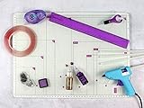 Great for all crafts this durable surface is ideal for papercutting, stamping, heat embossing, watercolouring, hot glue, mix media and mucho more