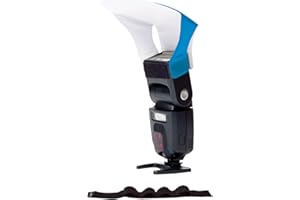 LumiQuest Flash Pocket Bouncer, Flash Diffuser with UltraStrap Bundle, Universal Classic Design for External Camera Flashes, Neon Blue