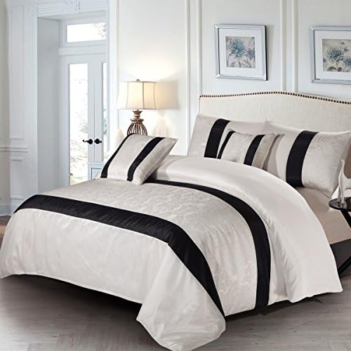 Just Supreme Bedding Opulence Faux Silk &amp; Jacquard 3PC 220GSM Duvet Set with Duvet/Quilted Cover T-300 Special for Christmas and Valentine + 2 Pillow Shams (King ( 230 x 220 CM ), White)