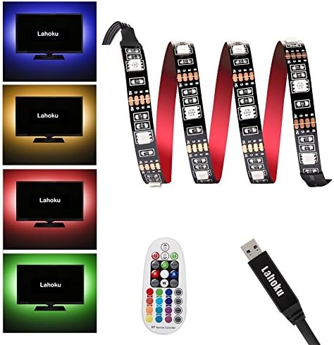 LAHOKU----LED TV Backlight,USB Powered 3 Meters/9.84ft ,S-shape Any-angle Bendable-strip lights,with RF Remote 28key Controller,for Any Sizes of TV/below 70Inch (black)