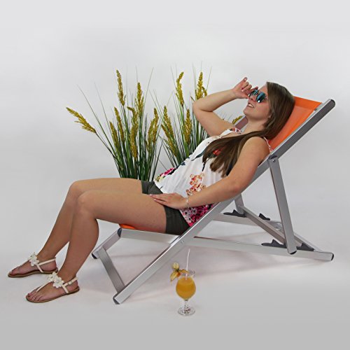 Liegestuhl Deckchair SANJO klappbar in vielen Farben Gartenliege 3-fach höhenverstellbar Gartenstuhl Klappstuhl Strandliege, Farbe:Himbeerpink - 9