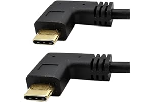 HERFAIR Krótki kabel USB C męski na męski, 30 cm prawy i lewy kątowy 90 stopni USB 3.1 typ C męski na męski kabel do szybkiego ładowania laptopa i tabletu i telefonu komórkowego (prawy i lewy kąt M do M)