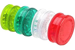 AIZOF® Colorful Plastic Disposable Herb Grinder with Magnetic Lid - 3 Piece Grinder Featuring Shark Tooth Shredding (2X Random Colours)