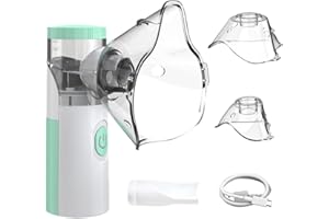 FONCBIEN Nebuliser Machine for Adults, Portable Nebulizer for Kids Silent Efficient Atomization Nebuliser with 2 Mask Handheld Inhaler for Home & Travel Use