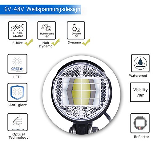 Scheinwerfer Fahrrad StVZO zugelassen KingTop LED Fahrradbeleuchtung LED Fahrradlampe 40 Lux - 3