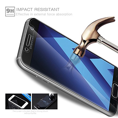  2-Unidades Protector de Pantalla de Vidrio Templado para Samsung Galaxy A5 2017 Screen Protector  Leathlux  2-Pack  Anti-golpes Cristal Vidrio Templado Premium Anti-huella 3D Touch Ultra Transparente Tempered Glass Para Galaxy A5 2017  Dureza de Grado 9H 