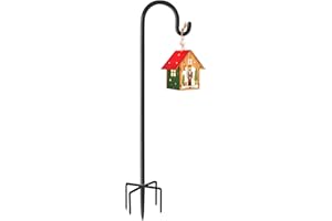 Derkniel Shepherd Hook 92 Inch Tall Heavy-Duty Metal Garden Hanging Pole Stake for Bird Feeder Pole Plant Baskets, Black (1 Pack)