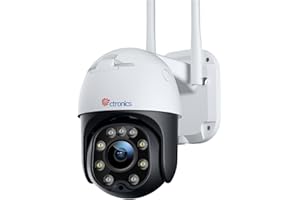 Ctronics Outdoor Security Camera with Auto Tracking, Color Night Vision, PC Remote, 1080P PTZ Digital Zoom CCTV Camera, 355°Pan 90°Tilt, Human Detection, Two-way Audio