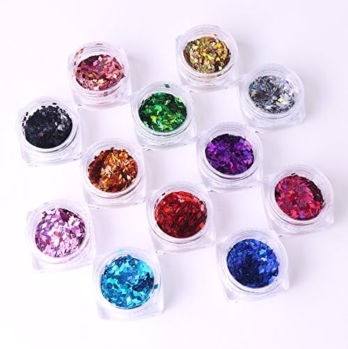 Color Diamond Shape Glitter Sequins Tip DIY Nail Accessory Paillette Set 12pcs