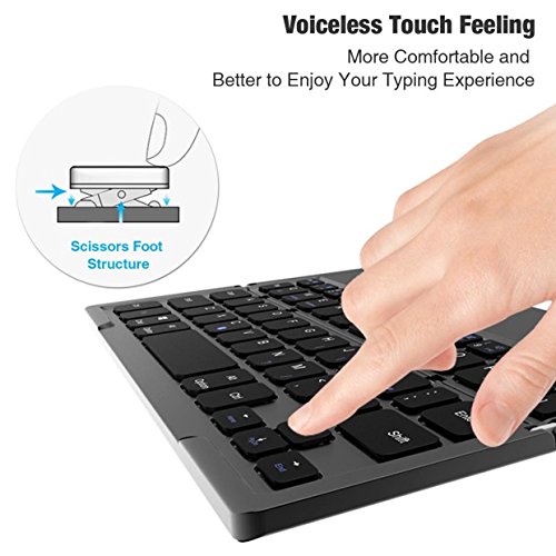 Faltbare Bluetooth Tastaturâ€‚,ICOUVA Faltbare Tastatur UltradÃ¼nne Wireless Keyboard Universelle fÃ¼r iPhone iPad iOS, Windows und Tablets Android Smartphone,Mit wiederaufladbarer Batterie(Schwarz)