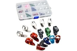 ULTNICE Finger Lifting Thumb Pick Set Picks with 15 Grid Case Storage Box Pack of 15
