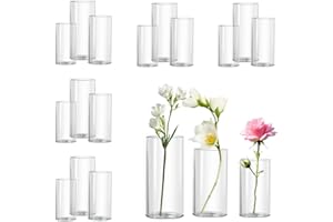 VNITUASR Glasvase Tischdekoration Zylindrische Glasvase Kann FüR Blumen, Kieselsteine, Dekorative Tischvasen Verwendet Werden, Glasvasen Gemischter GrößE KöNnen FüR Hochzeiten (18, 10+12+15cm)