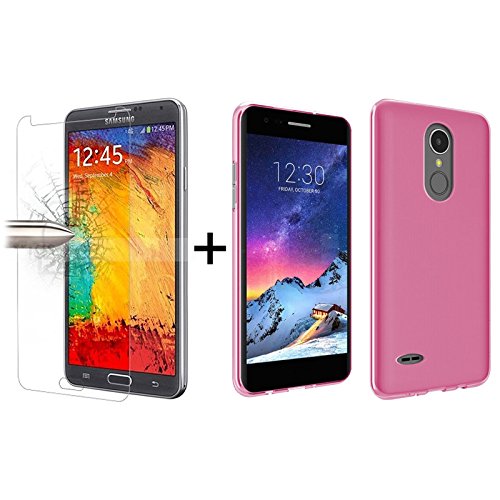 TBOC Pack  Funda de Gel TPU Rosa   Protector Pantalla Vidrio Templado para LG K4  2017  M160  5 0 Pulgadas   Funda de Silicona Ultrafina y Flexible  Protector de pantalla Resistente a Golpes  Ca  das y Ara  azos   No es Compatible con el  LG K4       LG K4 4G       LG K4 LTE  