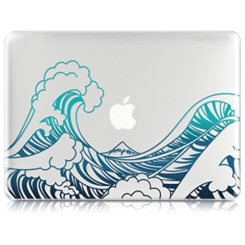 kwmobile Crystal Hülle für Apple MacBook Air 13″ (ab Mitte 2011) Hard Case – dünne durchsichtige transparente Schutzhülle Cover Tasche Wellen Design Blau Dunkelblau Transparent - 2