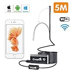 WiFi Inspection Camera,CrazyFire Wireless iOS Android Semi-rigid Endoscope,2.0 Megapixel 720P HD Borescope Camera,8 Led 8.0mm Waterproof Snake Flexible Camera for Samsung,iPhone 7/7Plus/6/6s,iPad(16.4ft/5m)