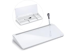 ‎VARHOMAX Varhomax Desk Organiser, Desktop Whiteboard Glass White with Storage Wipe Clean, To Do List, Notepad and Keyboard Stand for Home Office, Office and School Supplies
