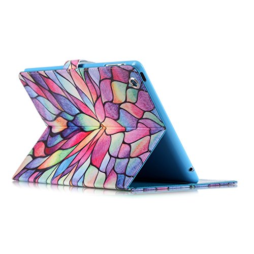 iPad 2 iPad 3 iPad 4 Hülle, Deenor Bunt Painting und Stilvoll Brieftasche Tasche PU Leder Flip Protective Stand Tasche Schutzhülle Hülle für Apple iPad 2 iPad 3 iPad 4 Generation.[Color Flowers] - 6