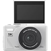 &Ccedil;eşithane 75MP 5K Dijital Fotoğraf Makinesi, 18X Zoom, WiFi, D&ouml;ner Ekran, Vlog Kamera, &Ouml;ğrenci ve Başlangı&ccedil; Seviyesi (Beyaz)