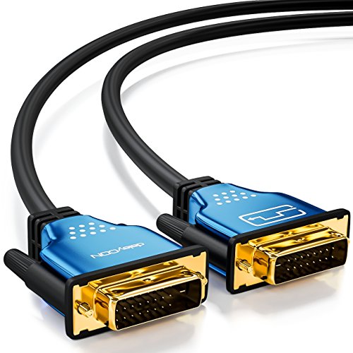deleyCON 2m HQ DVI zu DVI Kabel – DVI-D Dual Link – 1080p / Full-HD / 3D Ready – DVI auf DVI Adapterkabel – 2 meter - 2
