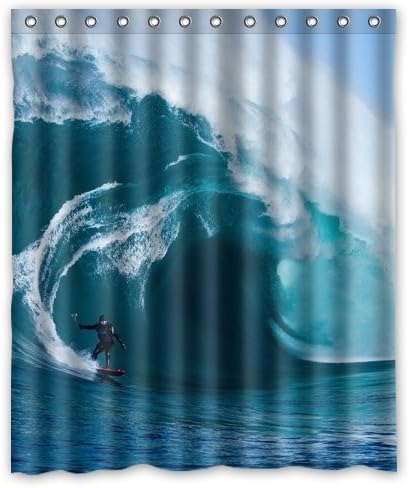 DAMEILIN Custom Beach Surf Ocean Waves Waterproof Bathroom Decor,Polyester Fabric Shower Curtain 60(W) x72(H)