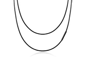 VNOX Mens Leather Necklace Cord-2/3 mm Width Chain with Stainless Steel Clasp, Waterproof Black Cord Chain for Men Women, Gift for Birthday Christmas, Available in 15.7", 17.7", 19.7", 21.7"