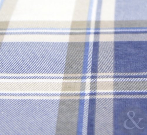 Flannelette Blue Tartan check Reversible 100 % Cotton Flannelette Duvet Set Luxury Bedding Set King Size Bed Blue