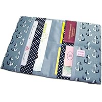 Reiseorganizer Reiseetui Anker weiß blau grau Etui für Dokumente Ausweistasche mit eReader Handy Fach