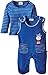 Eltern by Salt & Pepper Baby Boys E Playsuit Let's Fly Nicki Plain Crew Neck Long Sleeve Footies, Blue (french Blue 473), 0-3 Months (Manufacturer size: 62)