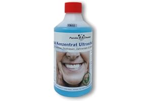 PANDACLEANER Dental Concentrate Ultrasonic Cleaner - for the removal of Plaque and Discolouring - for false teeth, prosthesis, dentures and braces, 500 ml