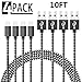 Price comparison product image MFi Certified Lightning Cable, Phone Charger Cable4-Pack 3M Extra Long Nylon Braided Fast Charging& Syncing Cord Compatible with iPhone XS/MAX/XR/X/8/8/Plus/7/7 plus/6s/ 6s Plus and More