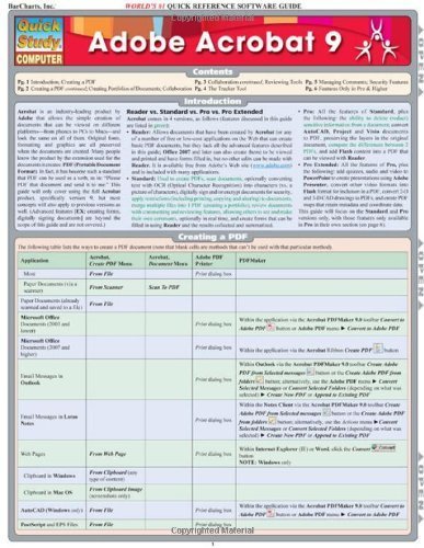 Adobe Acrobat 9 (Quickstudy: Computer) by BarCharts, Inc. (2010) Pamphlet