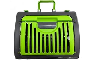 PET GURU Large Pet Carrier For Cat Dog Rabbit Plastic Handle Box Crate Portable Carry Travel Cage (Green)