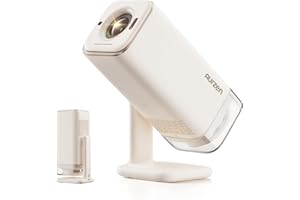 Aurzen Boom Air Mini Proiettore Portatile con Google TV&NetfIix, Supporto 4K, Ricaricabile via USB-C, Video Proiettore da Esterno con Dolby Audio, WiFi & Bluetooth, Autofocus TOF, Bianco Crema