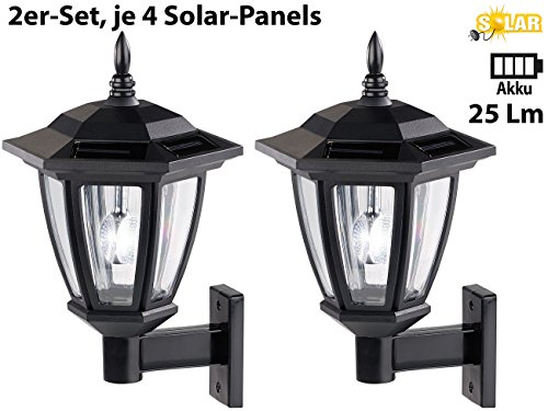 Luminea Solar-LED Außen-Wand-Leuchten, weißes Licht, 25 Lumen, 2er-Set - 2