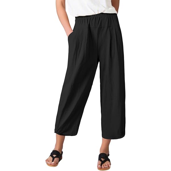Pantalon - Femme - Pantacourt - Lin - Élastiqué - Poches - Gris Gris Pantalon - Femme - Pantacourt - Lin - Élastiqué - Poches - Gris Gris