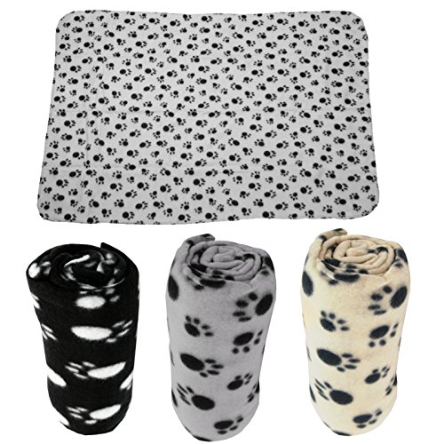 Haustierdecke Hundedecke Fleece Decke Katzendecke Tierdecke Liegedecke Pfötchen (grau, 80 x 120)