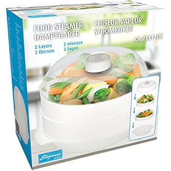 Cuit-vapeur Pour Micro-ondes 2 étages - Grande Capacité - Plastique Alimentaire (PP) - Pour Légumes, Riz, Raviolis - Stérilisateur