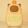 Excefore Capybara Night Light with Digital Clock, Cute Nursery Lamp, Silicone Animal Kids Baby Night Light Rechargeable Tabletop Decoration Lamp, Capybara lamp for Baby, Kids, Teens Sleep Companion