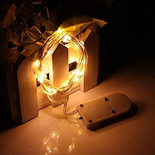 Girlanden Lichterkette wasserdicht Kupfer Draht 2 m 20-leds Kette Power Dekoration Weihnachten Hochzeit Geburtstag – warmweiß - 2