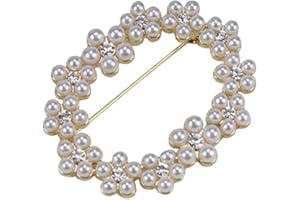 SUNJIAQI Pearl Circle Brooch Pin With Diamonds for Women - Elegant Wedding and Party Corsage for Suits and Dresses - Gift