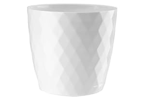KORAD Cristal Indoor Flower Pot Covers without Drainage Holes | Round Plastic Plant Pots Container for All Houseplants | 9 Modern Colours & 7 Sizes- (White, 12 cm - 4.7 inches)