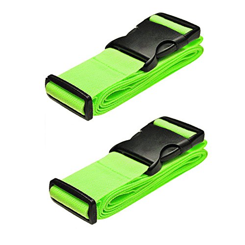 Preisvergleich Produktbild Hibate Koffergurt Gepäckband Verstellbare Gepäckriemen Koffer Reisegürtel - Grün, Pack of 2