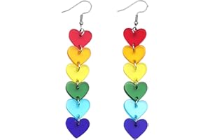 FloralGrace Heart-Shaped Rainbow Pride Earrings for Ladies, Lightweight Acrylic Earrings as Radiant LGBTQ Jewellery, Ideal for Pride Festivals and Events