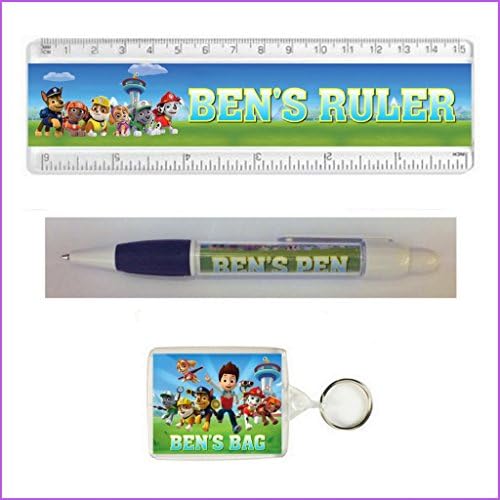 Personalised PAW PATROL PEN, RULER and KEYRING/BAG TAG - An Ideal Birthday or BACK TO SCHOOL Gift!
