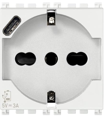 Vimar Arke Alimentation USB A C 5V 2,4A 1 Module Gris 19292.AC