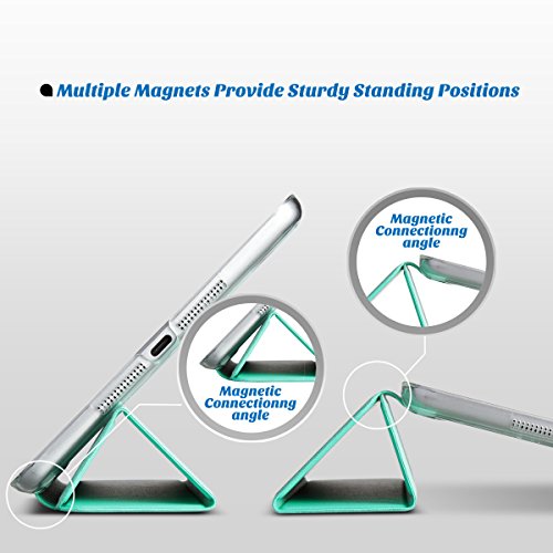 iPad Mini Case, ULAK iPad Mini 1/2/ 3 Hülle Ultra Dünn [Gemusterten Design] Wickelfalz Ledertasche mit Lichtdurchlässig Rückseite Abdeckung Schutzhülle für Apple iPad Mini 1/2/3 Auto aufwachen / Schlaf Funktion (Mint) - 5