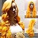 Produktbild Party Queen natürlich aussehende gelb Lace Front Perücken für Frauen lange gewellt klebefreien Kunsthaar Perücken Hitzebeständig Ersatz Full Perücke für den Alltag 61 cm