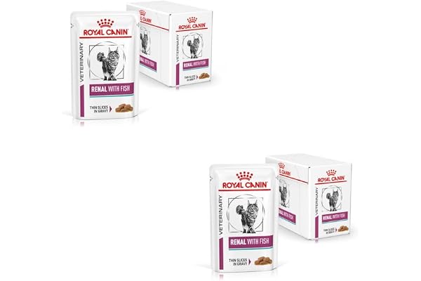Royal Canin Veterinary Renal Fish | Pack Double | 2 x 12 x 85 g | Aliment Complet diététique pour Chats Adultes | pour Le Soutien en Cas de problèmes rénaux | en Sachet fraîcheur