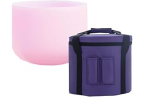 KVKA Pink Color F Note Heart Chakra Quartz Crystal Singing Bowl 8 inch with Carrying Case for healing sound Yoga