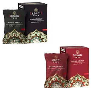 Khadi Veda Black & Burgundy Mehndi Henna Powder (20gm x 5) Combo Pack